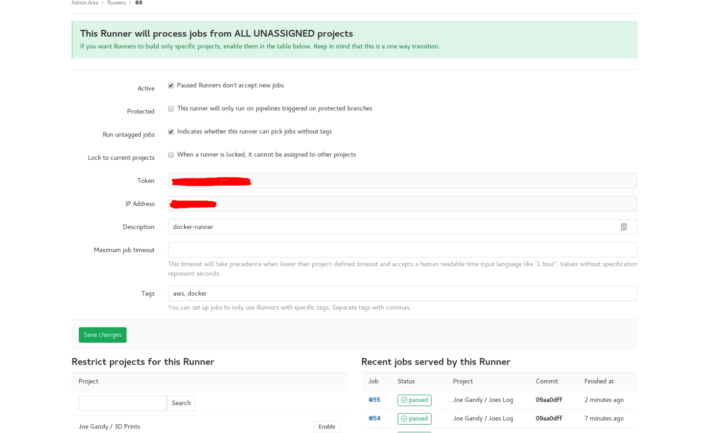 Setting up a gitlab-runner from within unraid